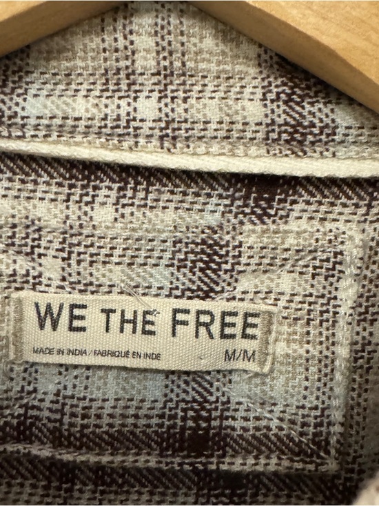 FREE PEOPLE WE THE FREE ASHLEY PLAID SHIRT IVORY COMBO KRISTA Medium - Picture 6 of 10